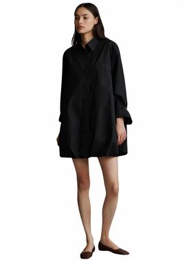 NWT TWP Lunch at Lou Lou bubble hem shirt dress black sz XS/S